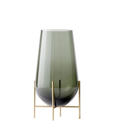 Decoration - Vases - Echasse Medium Vase - / H 45 cm by Menu - H 45 cm / Smoked glass & Brass - Glass, Solid brass