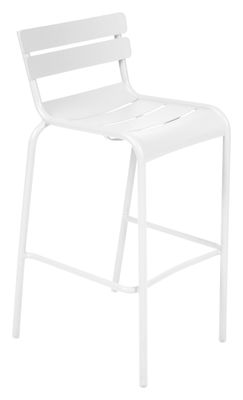 Furniture - Bar Stools - Luxembourg Bar chair - H 80 cm - Metal by Fermob - Cotton white - Lacquered aluminium