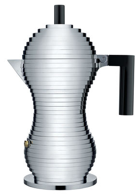 Tableware - Coffee Makers - Pulcina Italian espresso maker - 6 cups by Alessi - Black - Cast aluminium, Plastic