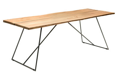 Mobilier - Tables - Table rectangulaire Old Times / 190 x 70 cm - Zeus - Bois naturel / Piètement noir - Acier peint, Olivier massif