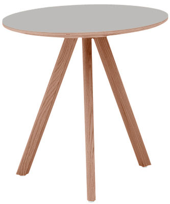 Mobilier - Tables - Table ronde Copenhague n°20 / Ø 90 - Hay - Gris / Pied chêne - Chêne teinté, Linoléum