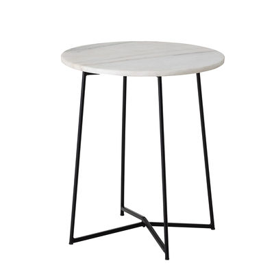 Arredamento - Tavolini  - Tavolino d'appoggio Anou - / Marmo - Ø 40 cm di Bloomingville - Marmo Bianco / Piede Nero - Ferro laccato, Marmo