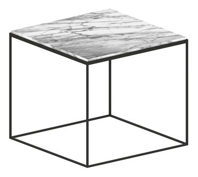 Arredamento - Tavolini  - Tavolino Slim Marbre - / 54 x 54 x H 48 cm di Zeus - Small / Marmo bianco - Acciaio verniciato epossidico, Marmo di Carrara