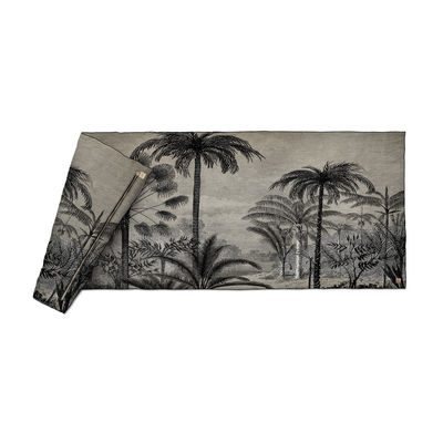 Déco - Textile - Plaid Tresors / Velours - 85 x 200 cm - Beaumont - Palmiers n°1 / Noir & blanc - Polyester, Tissu, Velours