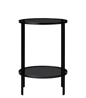 Mobilier - Tables basses - Table d'appoint Fumi / Ø 40 x H 58 cm - AYTM - Noir - Fer laqué, Verre trempé
