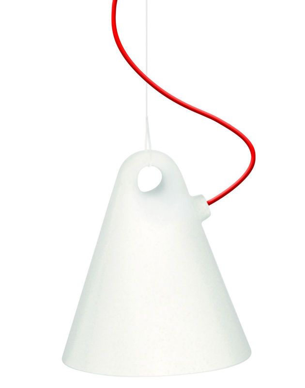 Illuminazione - Lampade da tavolo - Lampada da esterno Trilly materiale plastico bianco per esterni / da sospendere o da appoggiare - Martinelli Luce - Bianco / Cavo arancione - Polietilene rotostampato