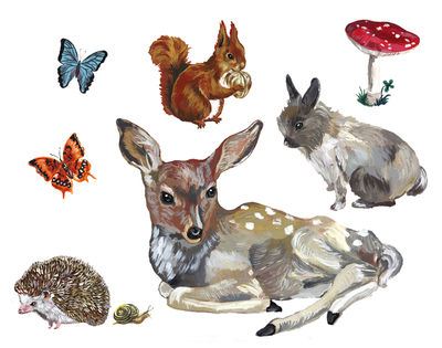 Interni - Per bambini - Sticker Les animaux 1 - Lotto da 8 stickers di Domestic - Multicolore - 8 stickers - Vinile