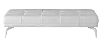 Furniture - Poufs & Floor Cushions - Leeon Bench - Bench by Driade - White leather - Lacquered aluminium, Leather