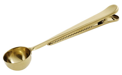 Tableware - Kitchen Equipment - Clip Clip Spoon Clasp - With spoon / Brass by Hay - Brass - Stainless steel