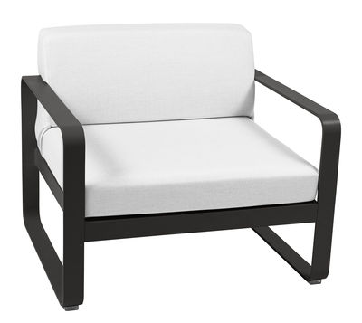 Möbel - Lounge Sessel - Bellevie Lounge Gepolsterter Sessel - Fermob - Lakritze - lackiertes Aluminium, Polyacryl-Gewebe, Schaumstoff