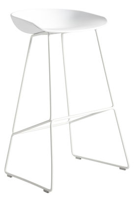 Mobilier - Tabourets de bar - Tabouret de bar About a stool AAS 38 / H 75 cm - Piètement luge acier - Hay - Blanc - Acier, Polypropylène