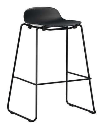 Furniture - Bar Stools - Form Bar stool - stackable / Metal legs - H 75 cm by Normann Copenhagen - Black - Lacquered steel, Polypropylene