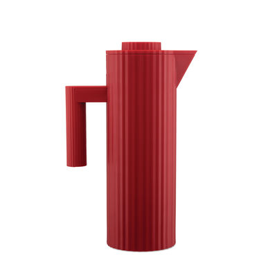 Tableware - Bottles and insulated bottles - Plissé Insulated jug - / 1 L - Thermoplastic resin by Alessi - Red - Glass, Thermoplastic resin