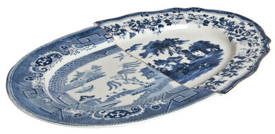 Tisch und Küche - Tabletts und Servierplatten - Hybrid Diomira Platte / 37 x 24 cm - Seletti - Blau - chinesisches Weich-Porzellan