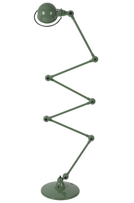 Leuchten - Stehleuchten - Loft Zigzag Stehleuchte / mit 6 Gelenkarmen - H max. 240 cm - Jieldé - Olivgrün, glänzend - rostfreier Stahl