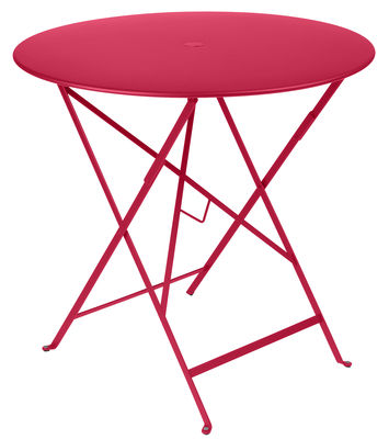 Outdoor - Tavoli  - Tavolo pieghevole Bistro - /Ø 77 cm - Foro per parasole di Fermob - Rosa pralina - Acciaio laccato