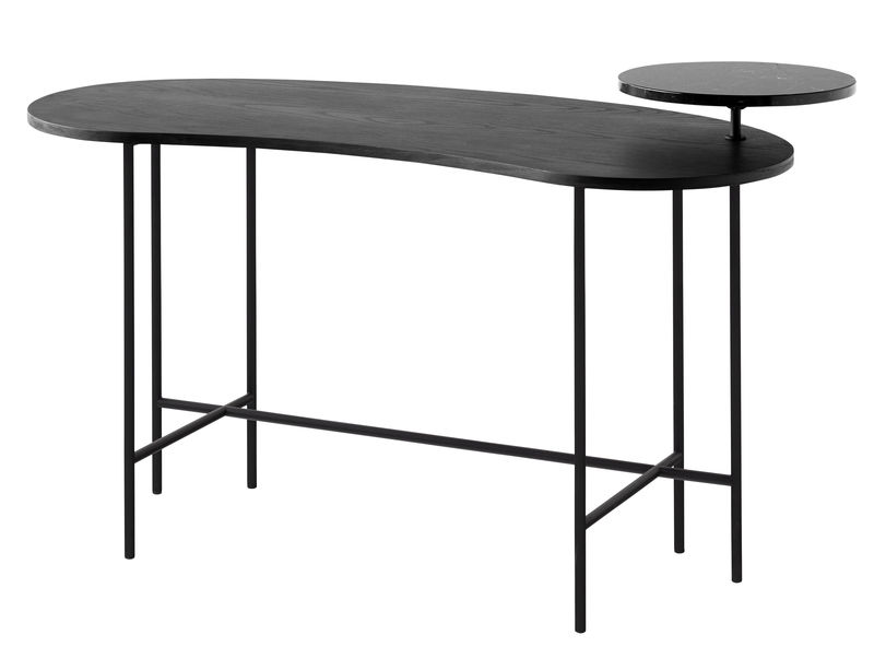 Furniture - Office Furniture - Palette JH9 Desk metal wood stone black 2 tops - &tradition - Black / Nero Marquina / Black feet - Ashwood, Lacquered steel, Marble