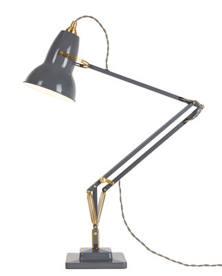 Luminaire - Lampes de table - Lampe de table Original 1227 / Laiton - Anglepoise - Gris éléphant / Raccords laiton - Aluminium, Fonte, Laiton