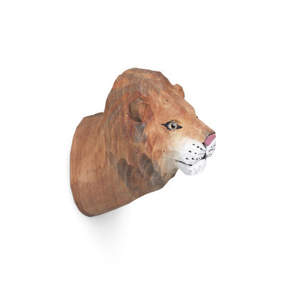 Mobilier - Portemanteaux, patères & portants - Patère Animal / Lion - Bois sculpté main - Ferm Living - Lion - Bois de peuplier, Verre