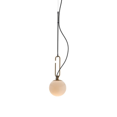 Lighting - Pendant Lighting - nh 14 Pendant - / Blown glass & brass - Globe Ø 14 cm by Artemide - Brass / White sphere - Blown glass, Brushed brass, Metal