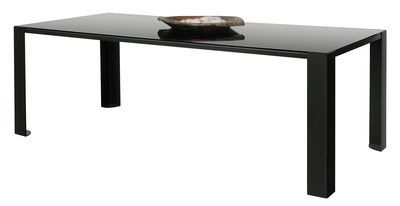 Furniture - Dining Tables - Big Irony Black Glass Rectangular table - Black glass table top - L 200 cm by Zeus - Black glass top / bronze mirror - Glass, Painted steel