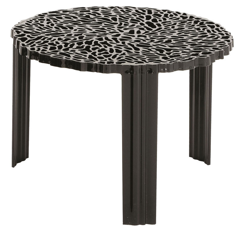 Mobilier - Tables basses - Table basse T-Table Medio plastique noir / Ø 50 x H 36 cm - Kartell - Noir opaque - PMMA