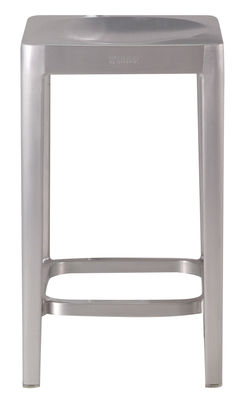 Mobilier - Tabourets de bar - Tabouret de bar Outdoor / H 61 cm - Aluminium brossé - Emeco - H 61 cm / Alu brossé - Aluminium recyclé