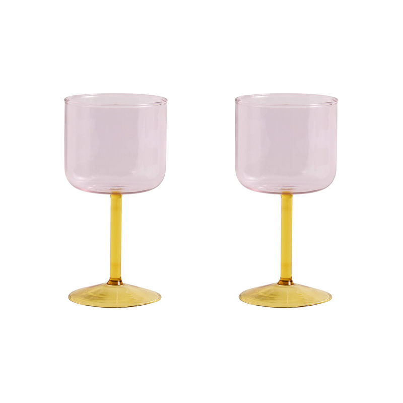 Tavola - Bicchieri  - Bicchiere da vino Tint vetro rosa / Set di 2 - Hay - Rosa/giallo - Vetro borosilicato