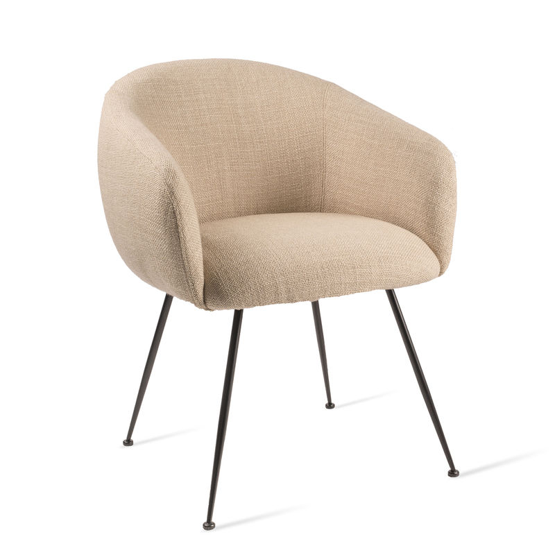 Möbel - Stühle  - Gepolsterter Sessel Buddy textil beige / Stoff & Metall - Pols Potten - Beige - Metall, Polyester-Gewebe, Schaumstoff
