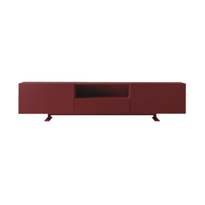 Furniture - Dressers & Storage Units - Luxor Dresser - / 2 doors, open niche & drawer - L 270 x H 66 cm by Cappellini - Bordeaux - Aluminium-coated laminate, MDF