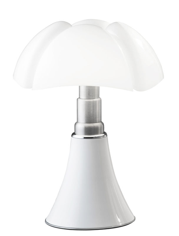 Lighting - Table Lamps - Pipistrello Medium LED Table lamp metal plastic material white / H 50 to 62 cm - Martinelli Luce - White / White lampshade - Galvanized steel, Lacquered aluminium, Opal methacrylate