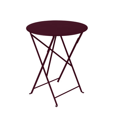 Outdoor - Garden Tables - Bistro Foldable table - / Ø 60 cm - Steel / 2-seater by Fermob - Black cherry - Lacquered steel