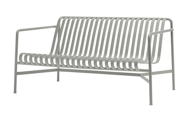 Outdoor - Gartensofas - Gartensofa 2-Sitzer Palissade Lounge metall grau / L 139 cm - R & E Bouroullec - Hay - Hellgrau - Galvanisch verzinkten Stahl, Peinture époxy