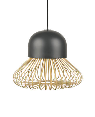 Lighting - Pendant Lighting - Anemos Large Pendant - / Ø 55 x H 42 cm - Bamboo & ceramic by Forestier - Large / Charcoal grey & natural - Bamboo, Glazed ceramic
