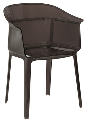 Furniture - Chairs - Papyrus Stackable armchair - Polycarbonate by Kartell - Smoked brown - Polycarbonate