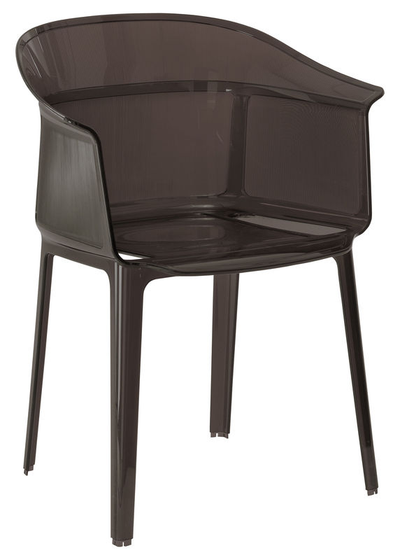 Furniture - Chairs - Papyrus Stackable armchair plastic material brown Polycarbonate - Kartell - Smoked brown - Polycarbonate