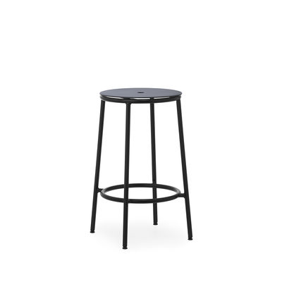Furniture - Bar Stools - Circa Bar stool - / H 65 cm - Aluminium by Normann Copenhagen - Black aluminium / Black leg - Aluminium, Steel