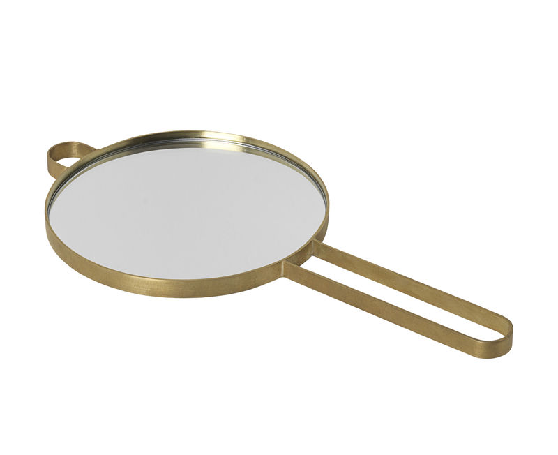 Decoration - Mirrors - Poise Hand mirror gold metal / Brass - Ferm Living - Brass - Glass, Solid brass