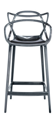 Furniture - Bar Stools - Masters Bar chair - H 65 cm - Metallized by Kartell - Titanium - Recycled thermoplastic technopolymer