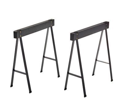 Furniture - Office Furniture - Studio Simple Pair of trestles - / Chêne - L 70 x H 71 cm by Serax - Noir - Metal, Oak