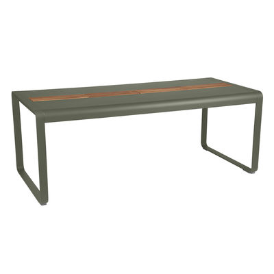 Outdoor - Garden Tables - Bellevie Rectangular table - / With storage - 196 x 90 cm by Fermob - Rosemary / Teak - Aluminium, Teak