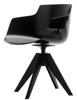 Mobilier - Chaises, fauteuils de salle à manger - Fauteuil Flow Slim / 4 pieds VN acier - MDF Italia - Noir / Piètement graphite - Acier laqué, Polycarbonate