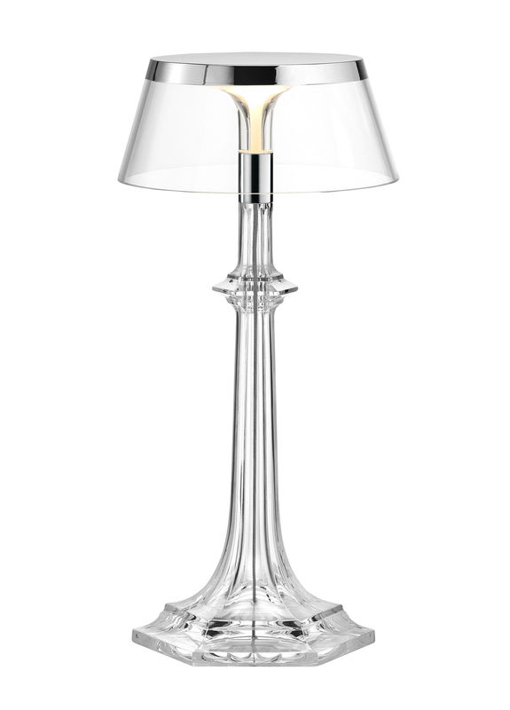 Lighting - Table Lamps - Bon Jour Versailles Small LED Table lamp plastic material transparent / LED - H 27 cm - Flos - Chrome / Transparent - PMMA
