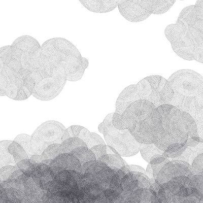 Déco - Stickers, papiers peints & posters - Papier peint panoramique Cloudy / L 180 x H 280 cm (3 lés de 60 cm) - Bien Fait - Blanc / Anthracite - Papier intissé