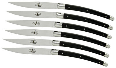 Tableware - Cutlery - Table knife - Set of 6 by Forge de Laguiole - Black horn - Horn, Stainless steel