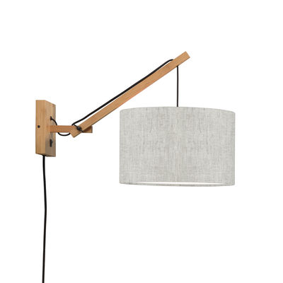 Illuminazione - Lampade da parete - Applique con presa Andes Small - / Lino & bambù - L 55 x Ø 32 cm di GOOD&MOJO - Base in lino grigio/ bambù - Bambù, Lin biologique