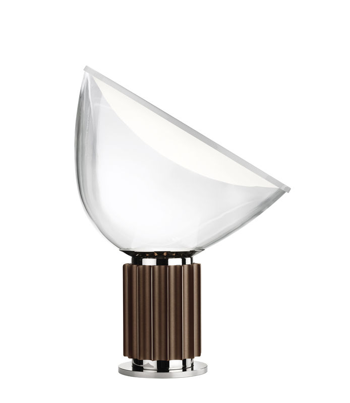 Illuminazione - Lampade da tavolo - Lampada da tavolo Taccia LED Small / Diffusore vetro - H 48 cm - Flos - Bronzo / Trasparente - Alluminio, vetro soffiato
