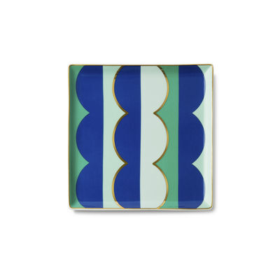 Table et cuisine - Saladiers, coupes et bols - Vide-poche Riviera Wave / Coupelle - Porcelaine / 15,5 x 15,5 cm - Octaevo - Wave / Bleu & vert - Porcelaine