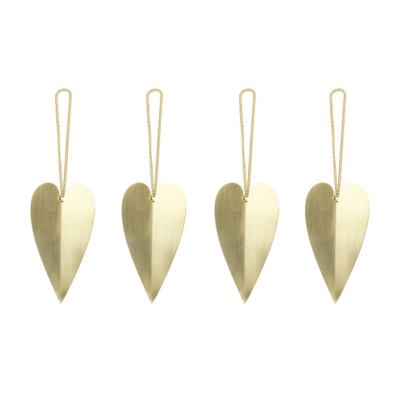 Trends - Low prices - Heart Bauble metal gold / Set of 4 - Brass - Ferm Living - Brass - Solid brass