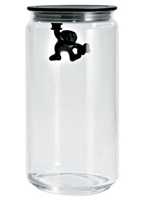 Tableware - Boxes and jars - Gianni a little man holding on tight Airtight jar - 140 cl by A di Alessi - Black / 140 cl - Glass, Thermoplastic resin